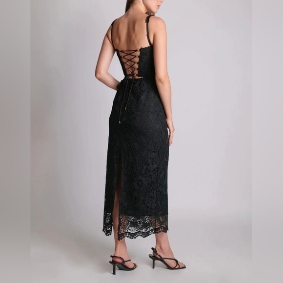 Sabina Musayev Nicolette Lace Embroidered Midi Dress Large - Picture 3 of 8